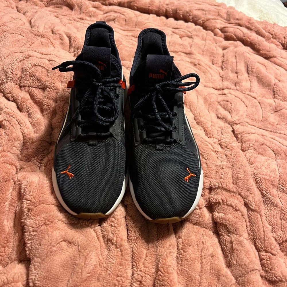 Puma Black Sneakers with Orange Highlights